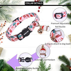 ARING PET 2 Pack Cat Collar, Christmas Breakaway Kitten Small Collars with Bells for Girl Boy Cats-Pink Reindeer Santa Claus & Green Xmas Tree