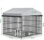 6.6 x 6.6 x 6.4 ft Outdoor Dog Kennels - Outside Dog Run Kennel with Waterproof Roof, Heavy Duty Outdoor Dog Enclosure with Rotating Feeding Bowls