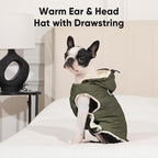 Fleece Lining Dog Hoodie with Harness Built in,Extra Warm Small Dog Jacket in Winter Puppy Coats with Drawstring Hooded,Green M