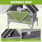 GUTINNEEN Heated Cat House 2-Level Large Outdoor Cat House Insulated Weatherproof Feral Cat Shelter with 2 Heating Pads, Insulated All-Round Thermal Liner, Large Porch, 3 Escape Doors for 1-6 Cats