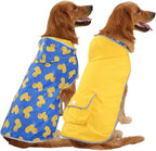 HDE Reversible Dog Raincoat Hooded Slicker Poncho Rain Coat Jacket for Small Medium Large Dogs Ducks Yellow - L