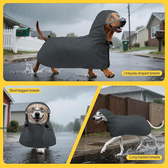 DENTRUN Heavy Duty Dog Raincoat with Hood for German Shepherd, Alaskan Malamute – All-Weather Protection for Hiking, Hunting, Stormy Days – Reinforced Seams, XXXL