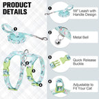 BEAUTYZOO Cat Harness and Leash Set Escape Proof for Walking, Kitten Soft Adjustable Vest Harnesses for Small Medium Large Cats, Easy Control Breathable Plaid Ribbon Nylon for Outdoor Indoor Use