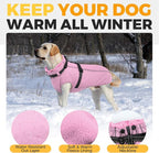 Lelepet Waterproof Dog Jacket with Harness Built in Warm Dog Winter Coat, Reflective Jacket Fleece Jacket, Windproof Dogs Coats for Small Dogs, Thermal Pet Snowsuit for Cold Weather, Yorkshire, Pink S