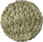 Cat Knitted Bed Mat, Extra-Soft Washable Warm Round Pads Cushions for Indoor Kittens, Cat Trees Towers, Perfect for Kneading and Sleeping (Green,Medium)