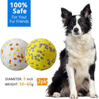 2Pcs Super Bouncy Dog Balls, Fun Indestructible Tennis Balls for Aggressive Chewers, Durable Floating Fetch Toys for Medium and Large Dogs with Lifetime Replacement