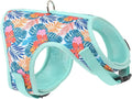 Mile High Life Dog Harness, Air Mesh Floral Vest Harness for 20 lbs Small Dogs & Cats, Easy Get on Adjustable Easy Closures Both Neck and Chest(Green Flower, M Chest 18"-20")