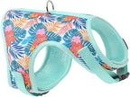 Mile High Life Dog Harness, Air Mesh Floral Vest Harness for 20 lbs Small Dogs & Cats, Easy Get on Adjustable Easy Closures Both Neck and Chest(Green Flower, M Chest 18"-20")