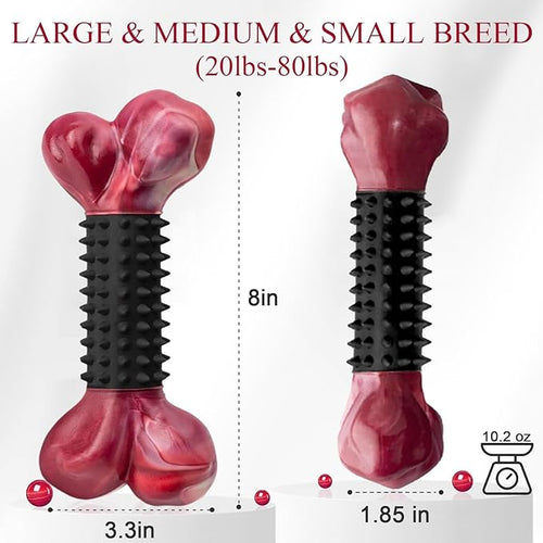 Apasiri Dog Toys for Aggressive Chewers with Bacon Flavor: 3-Pack Dog Bones for Large Dogs, 8" Chew Toys Long-Lasting, Tough Nylon & Rubber Dogs Toys