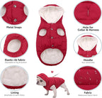 Fleece Hoodie, Windproof Waterproof Coat, Winter Warm Jacket, Cold Weather Pet Apparel Clothes Vest for Small Medium Large Dogs (M, Red)