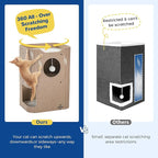 Cat House for Indoor Cats Large Cat Bed Cave 2-Storey Cats Condo with Cozy Felt Covered Hideaway for Multiple Pets Beige