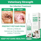 Ear Cleaner for Dogs and Cats,Dog Ear Infection Treatment for Itch Relief, Cleans The Ear Canal from Debris and Buildup Removes Wax, Odor with Aloe 4 Fl oz