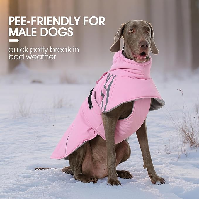 FUAMEY Dog Cold Weather Coats,Dog Winter Jackets for Small Dogs Warm Dogs Coat with Reflective Strips Waterproof Pet Snowsuit Thick Paded Pets Vest for Yorkshire Chihuahua Pink S