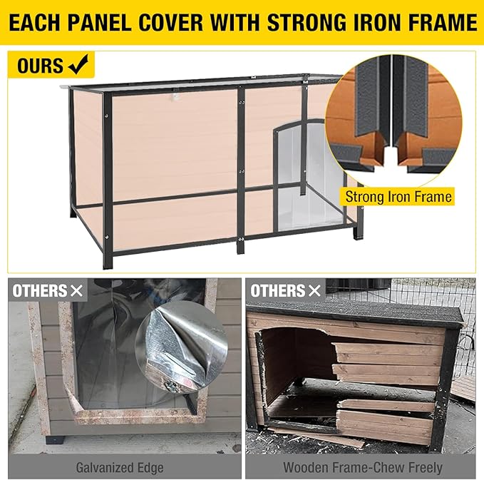 Aivituvin Heated Dog House Outdoor 59" Extra Large Insulated Dog Kennel with Heating System & Insulation Liner,All-Around Iron Frame
