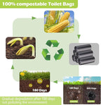 60 portable toilet bags，8 Gallon camping toilet waste bags for 5 gallon bucket,1mil bildegradable porta potty luggable loo bags for adults travel heavy-duty