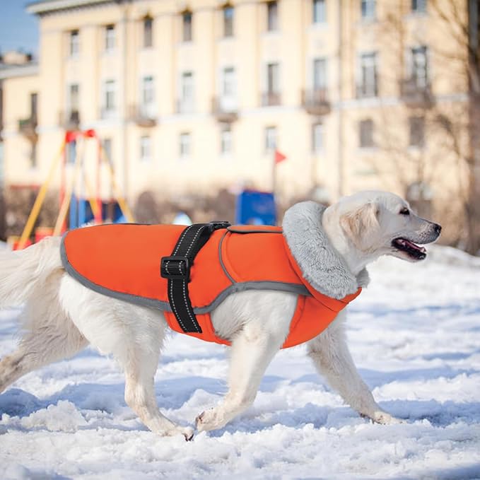 Lelepet Warm Dog Winter Coat Reflective Dog Jacket Fleece Vest Waterproof Windproof Cold Weather Coats with Adjustable Buckle Plush Turtleneck Pet Snowsuit for Small Medium Large Dogs,Chihuahua,XS