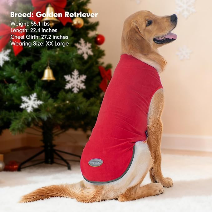 cyeollo 2 Pack Medium Dog Fleece Sweater, Stretchy Sweatshirt Pullover Small Dog Vest with Reflective Stripe Pet Clothes Lightweight Pet Sweaters for Medium Dogs Size, Red & Fuschia XL