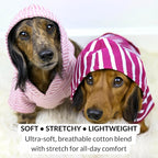 DJANGO Dog Hoodie – Warm, Lightweight, Soft & Stretchy Dog Sweater with Hood, Harness Hole & Elastic Waistband – Cozy Sweatshirt for Small Dogs up to 25 lbs, Dachshunds & Puppies – Boysenberry, Medium