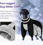 SUNFURA Full Body Dog Coat - Warm Fleece Jacket for Medium Dogs, Turtleneck Winter Coats with Harness, Reflective Dog Snowsuit Windproof Puffer Jackets with Legs for Boston Terrier, Black M