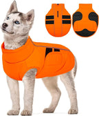 Kuoser Dog Jackets for Small Dogs, Warm Dog Coat with Harness Built in, Puppy Winter Jacket Pet Clothes for Cold Weather, Reflective Waterproof Doggie Winter Vest for Pug Dachshund, Orange S