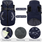 FUAMEY Small Winter Coat for Dogs with Harness, Thermal Dog Jackets Reflective Vest, Warm Clothes Puppy Cover for Cold Weather, Turtleneck Puppies Outfits Zip Up, Bichon Frise (Dark Blue, S)