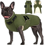 Dog Coats for Medium Dogs, Waterproof Winter Coat with Harness Bulit in, Reflective Reflective Adjustable Hook&Loop Dog Snowsuit for Cold Weather Warm Snow Jacket, M Green