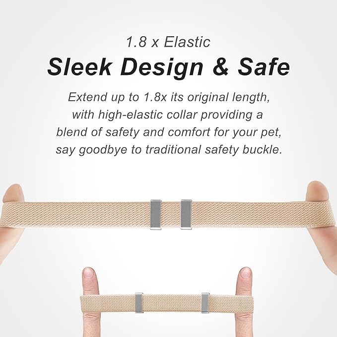 AirTag Cat Collar,Ultra Elastic Cat Tracker Collar with Apple Air Tag Holder, [Lightweight][Scratch Resistant] Stepless Adjustable GPS Pet Collar for Cats Kittens (Brown)