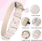 DOGWONG LED Dog Collar - Heavy Duty Light up Collars - Rechargeable Waterproof - Lighted Dog Collar for Night Walking, Hiking, Camping(White,M)