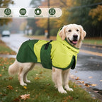 BRKURLEG Dog Raincoat for Small Medium and Large Dogs Waterproof Dog Rain Jacket Adjustable Hooded Dogs Raincoat Pet Rain Coat Poncho with Leash Hole, Reflective Strip, Green, S