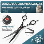 7.0" Professional Dog Grooming Scissors Kit – 3-Piece Set with Straight, Curved & Thinning Shears, Black Japanese Stainless Steel, Includes Grooming Comb for Dogs & Cats