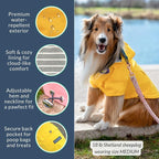 DJANGO Highland Dog Jacket & Raincoat – Water-Repellent, Lined Dog Coat with Hood, Adjustable Fit & Harness Hole – Lightweight Rain & Wind Jacket for Small & Medium Dogs up to 30 lbs (Yellow, Large)