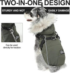PINA Dog Winter Coat Winter Jacket with Waterproof Fabric, Faux Fur Hood, Reflective Strap for Small Medium Large Dogs, Green, 3XL