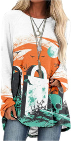 MARSVOVO Women Novelty Graphic Plus Size Sweater Crewneck Long Sleeve Cute Printed Loose Fit Casual Fall Sweaters Top
