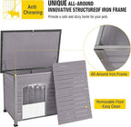 Aivituvin Large Dog House Outdoor Indoor Weatherproof Dog House for Small & Medium & Large Dogs with Unique All-Around Iron Frame＆Raised Feet（Grey）