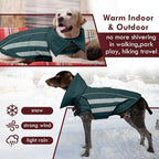 Dog Jacket for Large Dogs Winter Coat with Harness Hole Waterproof Reflective Turtleneck Snowsuit Adjustable Hook & Loop Cold Weather Coats for Dogs Border Collie Pitbull, Green 2XL