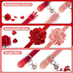 azuza 2 Pack Cat Collar Floral with Bell and Removable Flower Bowtie Breakaway Adjustable Velvet Fabric Cat Collar for Pets and Daily Decoration，Wine Red & Rose Pink