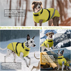 QBLEEV Dog Coat for Small Dogs, Waterproof Dog Jacket with Built-in Harness, Puppy Cold Weather Coats Reflective Vest, Windproof Warm Fleece Snowsuit Winter Coat for Chihuahua, Yorkie, Green, XS