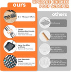Chicken Poop Scooper & Rake 2-in-1, Pooper Scooper with 13in Wider PP Head & Adjustable Stainless Steel Handle, 33''-69'' Sand Sifting Shovel Litter Scooper for Chicken Coop/Small Farm Animals, Gray