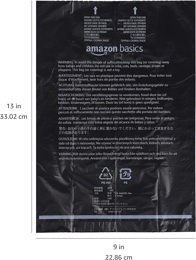 Amazon Basics Dog Poop Bags with Dispenser, 300 Count, Enhanced for Guaranteed Leakproof, Unscented, Includes Leash Clip
