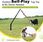 Outdoor Tug of War Dog Toy, Tether Interactive Dog Tug Toy Backyard Heavy-Duty Dog Solo Play Exercise Toy for Large Medium Dogs, Height Adjustable, 2 Rope Toys
