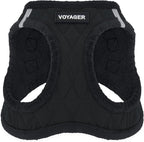 Best Pet Supplies - All Weather Mesh / Plush, Reflective, No Pull Harness for Small, Medium Dogs, Cats - Secure with Hook & Loop Fastener, Buckle, Double D-Rings - Black Plush, XL