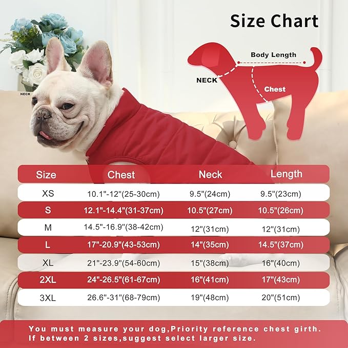 Warm Fleece Dog Jacket for Small Dogs,Puppy Coat for Winter Cold Weather,Red XSmall