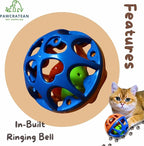 Large Cat Ball Toy with Bell - Durable, Self-Entertainment, Colorful Indoor Exercise (Yellow & Purple) (Blue & Red)