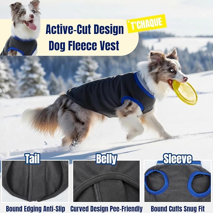 Winter Classic Warmth Dog Fleece Vest Sweater, Soft Sweaters for Small Dogs with Back-Zipper, Turtleneck Puppy Vests Sweatshirt, Pet Coat Clothes with Reflective Strip for Chihuahua, Yorkie(Gray, XS)