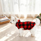EXPAWLORER Dog Hoodie Fleece Sweater Vest, Plaid Dog Sweatshirt Fall Winter Pet Clothes with Leash Hole, Sleeveless Warm Cozy Puppy Clothing for Cat Small Medium Large Dogs Girl Boy, Checkered XXL