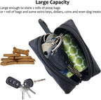 (2 Pack) Dog Poop Bag Holder, Poop Bag Holders for Leashes, CAKOVANO Doggie Waste Bag Dispenser Small Doggy Poop Bag Zipper Pouch with Carabiner Clip with 4 Rolls of Pet Trash Bags, Black