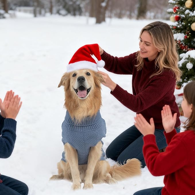 Mihachi Turtleneck Dog Sweater - Winter Coat Apparel Classic Cable Knit Clothes with Leash Hole for Cold Weather, Ideal Gift for Pet in New Year Grayish Blue SM