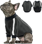 Queenmore Fleece Dog Sweater for Male Dogs, Soft Pullover Dog Sweatshirt with Leash Hole/Reflective Stripes – Cozy Winter Fleece Jacket for Small Medium Large Boy Puppy, Grey S
