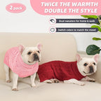 2 Pack Dog Sweaters for Medium Dogs Turtleneck Pullover Cable Knit Stretch Clothes French Bulldog Dachshund Boston Terrier Corgi Beagle Pug Boy Girl Pets Winter Clothes (L, Pink & Red)