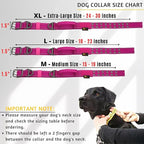 ADITYNA Heavy Duty Dog Collar for Extra-Large Dogs - Reflective Magenta Collar with Handle for Training, and Walking - Wide, Thick, Tactical, Soft Neoprene Padded